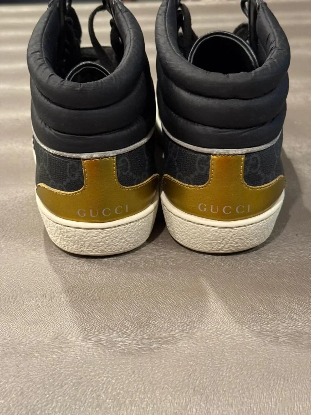 Authentic Gucci Men's Ace GG High Top Black High-Top Sneakers